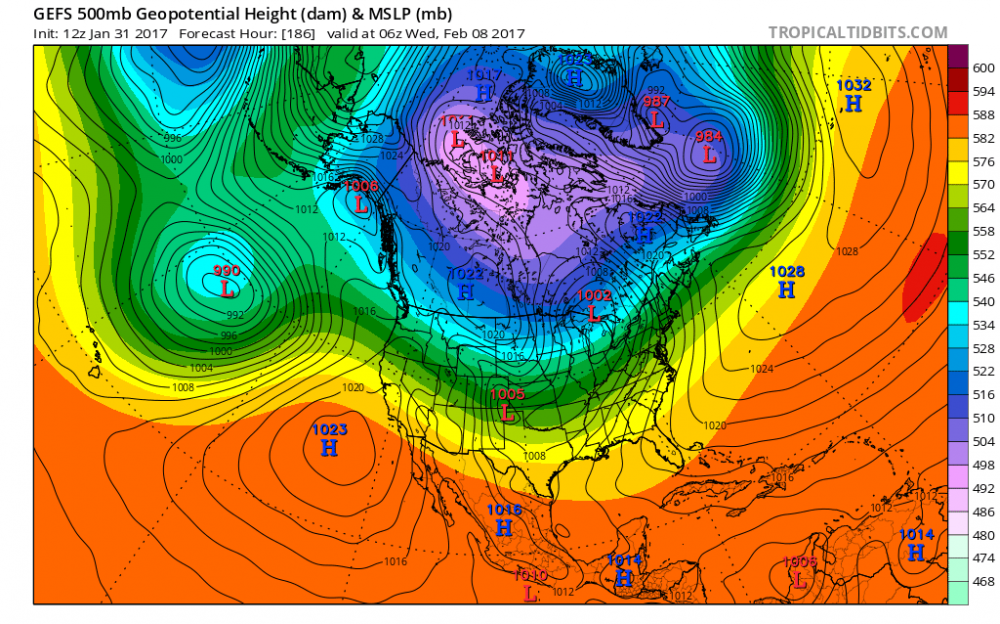 gefs_z500_mslp_namer_186 12z Jan 31_2017.png