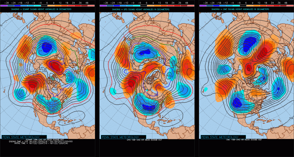 168 to 240 hours out on the 12z EURO, GFS and CMC models November 25th 2018.gif