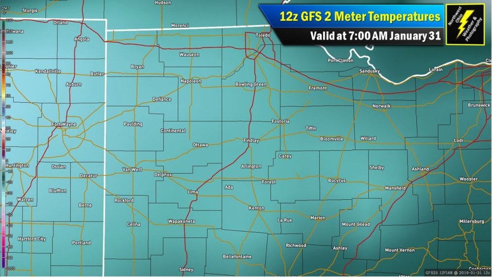 12z GFS 2m Temperatures Valid 7 AM 1 31 2019.JPG